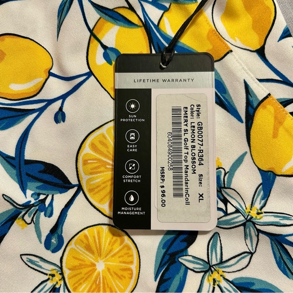 NWT Women’s Tail Activewear Lemon and Blue Leaf Print Tank Top Sz XL - Picture 6 of 8